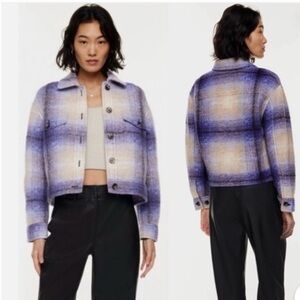 Wilfred Free Aritiza Plaid Shirt Jacket Shacket Wool Blend Size Medium Like New